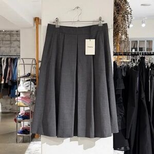 Theory Charcoal Pleated A-Line Skirt